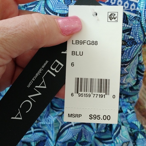 La Blanca The Realist Over the Shoulder Tankini Swim Top, Blue, size 6 - Picture 5 of 8